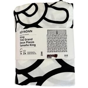 IKEA SOTRONN Black & White Pattern King Duvet Cover & Pillowcases